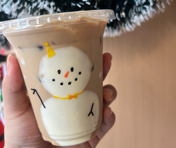 三只雪人奶茶
